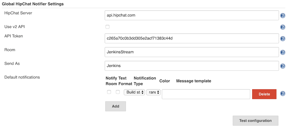 HipChat Configuration